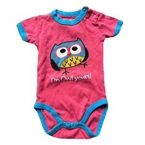 Baby Girl Lazy One Owl Pink Bodysuit Size 3-6 Months